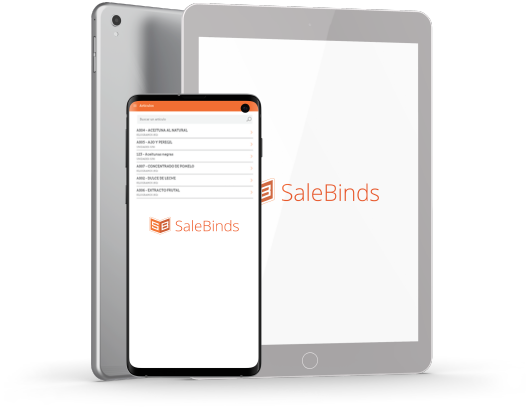 Un celular y una tablet con la app de SaleBinds